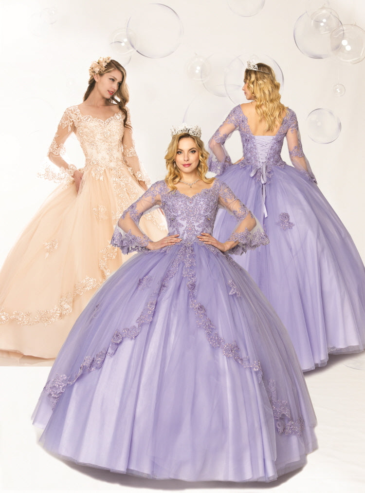 (LIVE 4) Beautiful Quinceanera Dress with Embroidery and Tulle in Pink Red and Blue Colors for Special Occasions