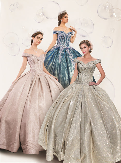 (Live 10) Quinceanera dress with many sequins, dazzling, slim waist, highlighting the graceful figure.