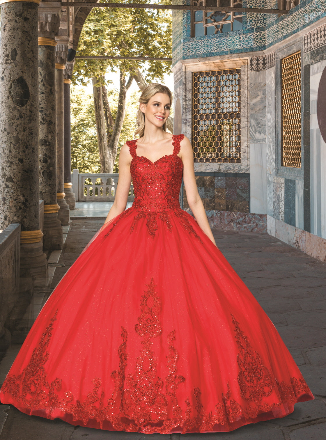 (LIVE 42) Quinceanera Ball Gown Dress Lace and Tulle Design, Sweet 15