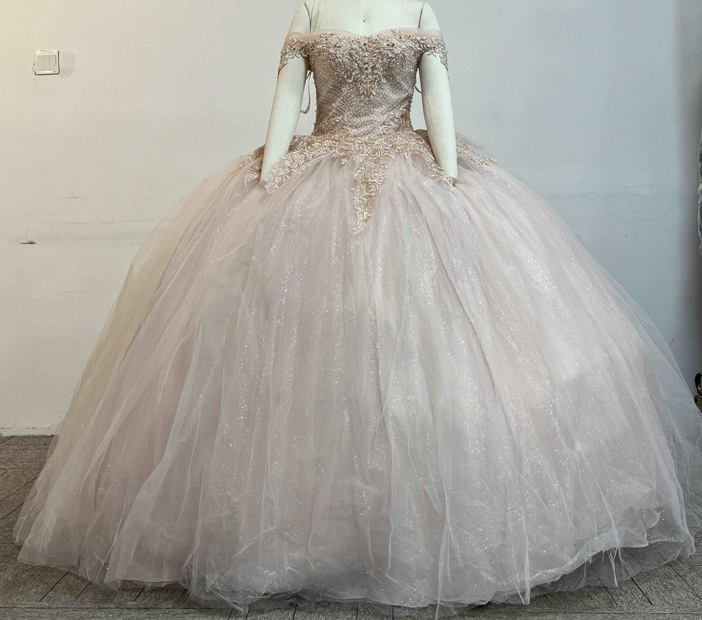 Crystal Beading and Sequin Appliqu?? Glitter Tulle Quincea??era Dress plain mature bodycon party blue dress quince square neck plain
